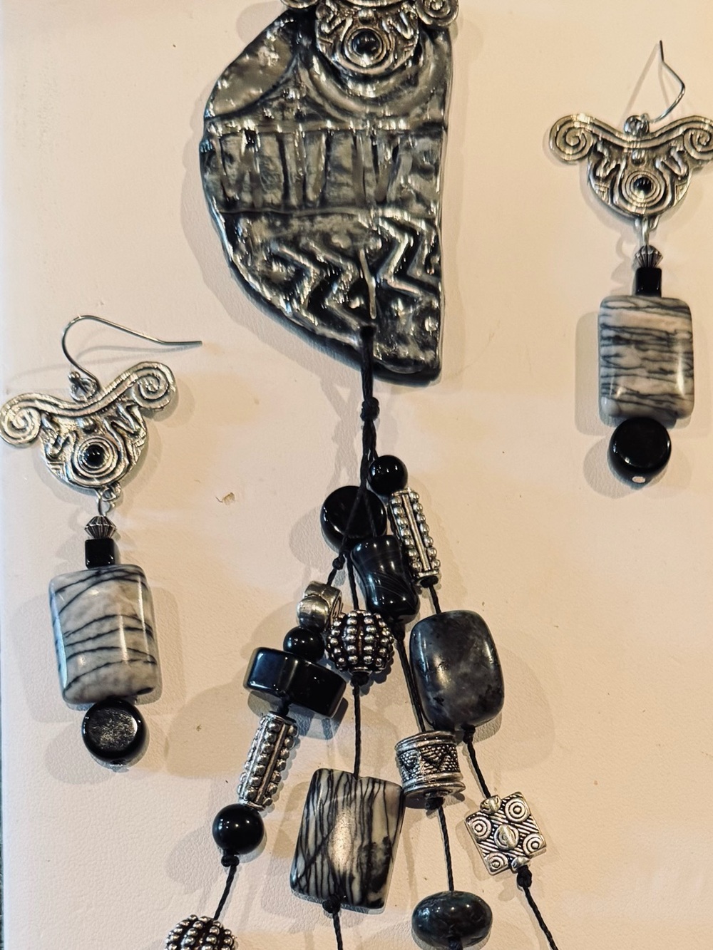 Handcrafted Black and Silver Artisan Women's Necklace